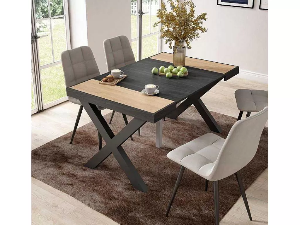 Mesa De Jantar*Skraut Home Mesa Consola Extensivel, 140, Para 6 Péssoas, Pés De Madeira, Carvahlo E Preto