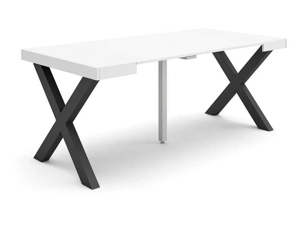 Mesa De Jantar*Skraut Home Mesa Consola Extensivel, 180, Para 8 Péssoas, Pés De Madeira, Branco