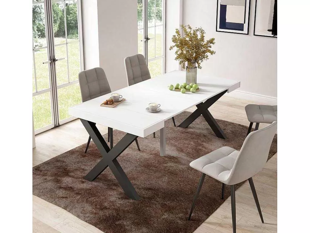 Mesa De Jantar*Skraut Home Mesa Consola Extensivel, 180, Para 8 Péssoas, Pés De Madeira, Branco