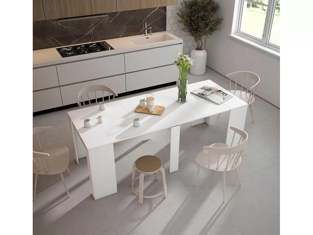 Mesa De Jantar*Skraut Home Mesa Consola Extensivel, 220, Para 10 Péssoas, Mesa De Jantar, Branco