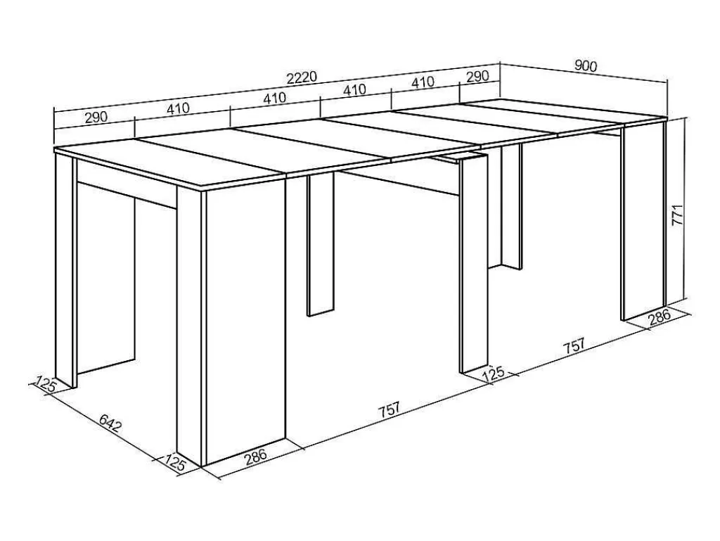 Mesa De Jantar*Skraut Home Mesa Consola Extensivel, 220, Para 10 Péssoas, Mesa De Jantar, Branco