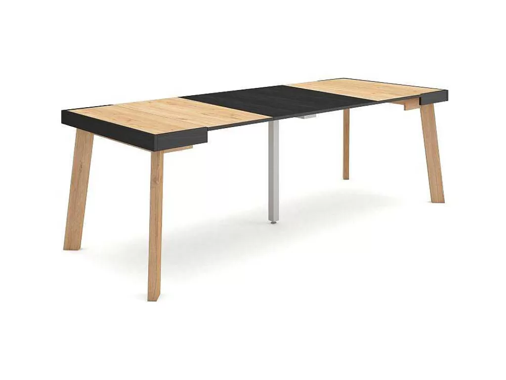 Consola*Skraut Home Mesa Consola Extensivel, 220, Para 10 Péssoas, Pés De Madeira, Carvahlo E Preto