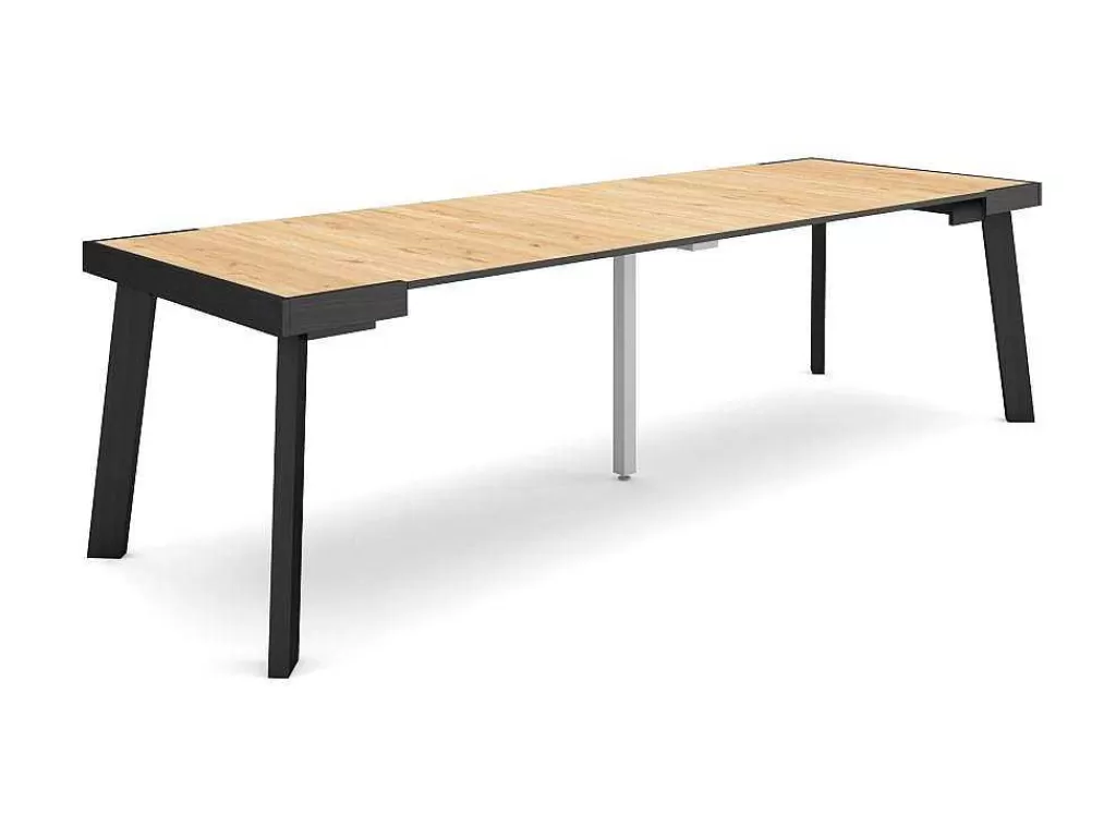 Consola*Skraut Home Mesa Consola Extensivel, 260, Para 12 Péssoas, Pés De Madeira, Carvahlo
