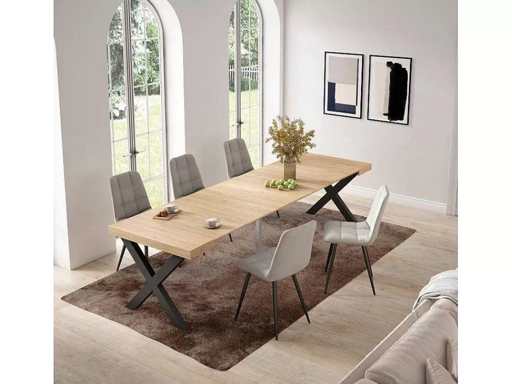 Consola*Skraut Home Mesa Consola Extensivel, 300, Para 14 Péssoas, Pés De Madeira, Carvahlo