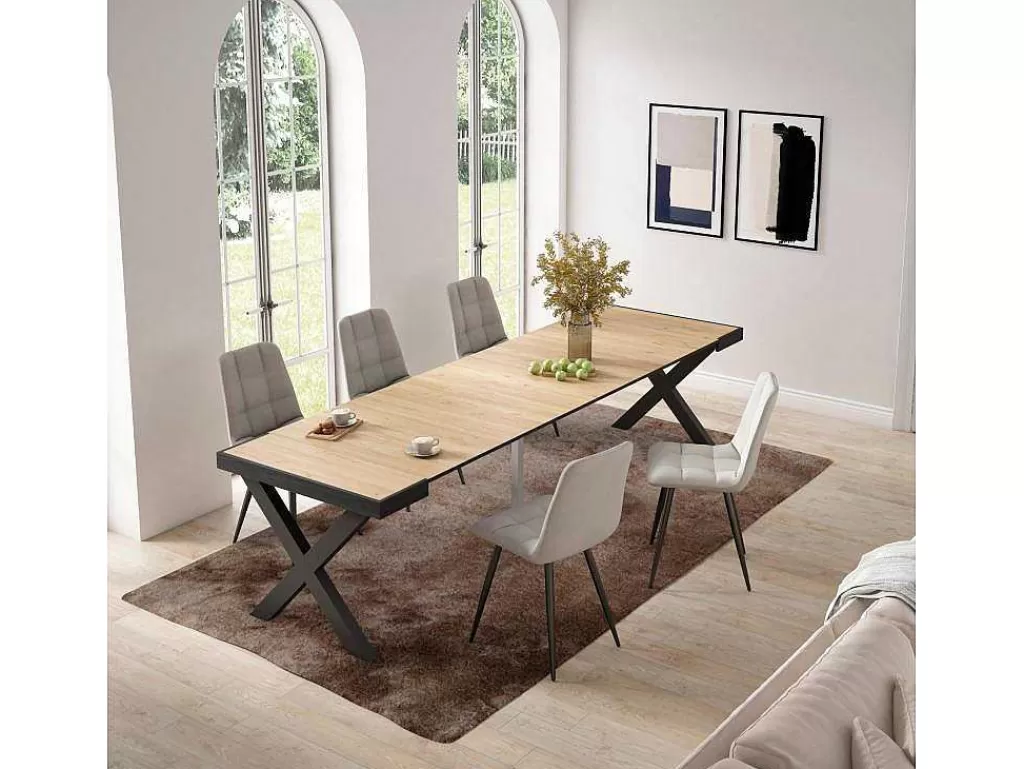Consola*Skraut Home Mesa Consola Extensivel, 300, Para 14 Péssoas, Pés De Madeira, Carvahlo