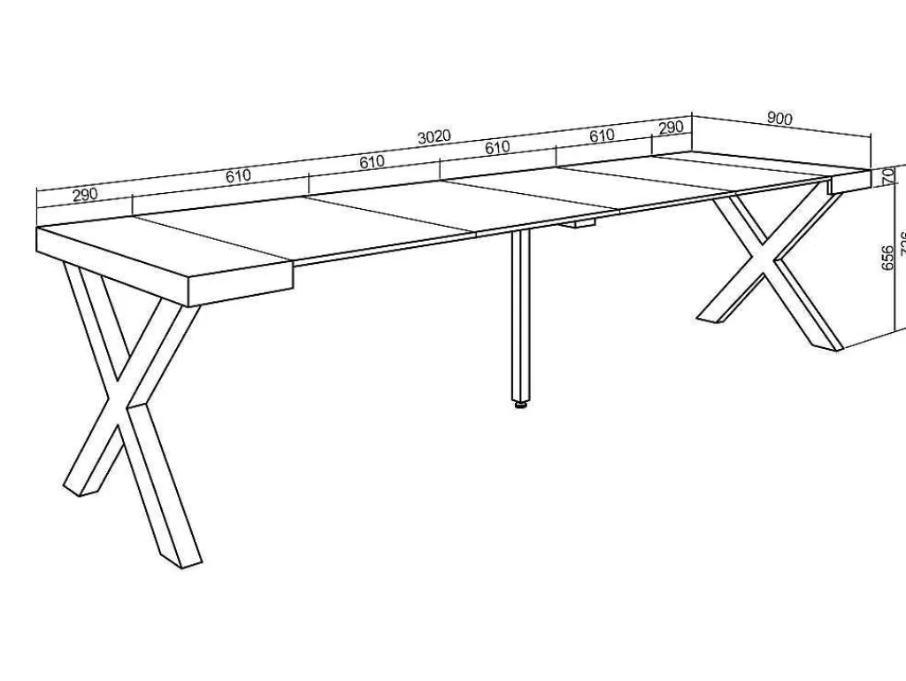 Consola*Skraut Home Mesa Consola Extensivel, 300, Para 14 Péssoas, Pés De Madeira, Carvahlo