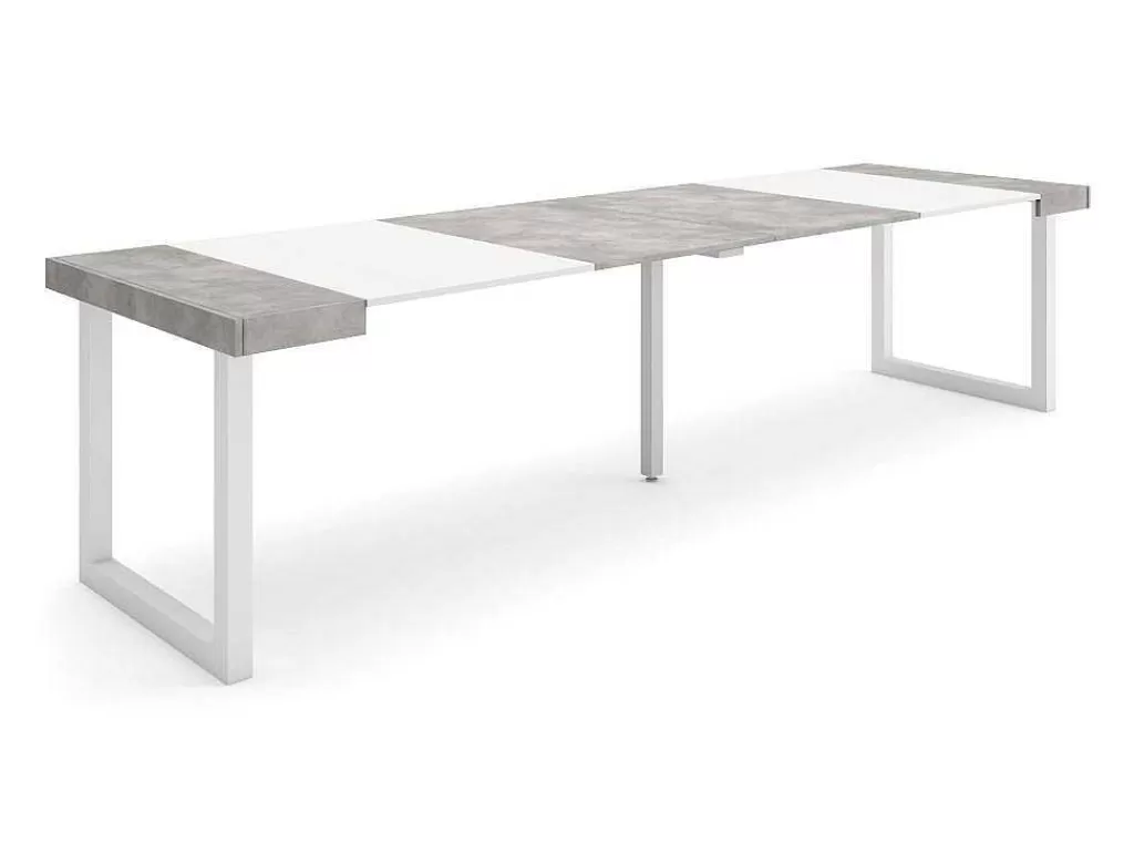 Consola*Skraut Home Mesa Consola Extensivel, 300, Para 14 Péssoas, Pés De Madeira, Cimento