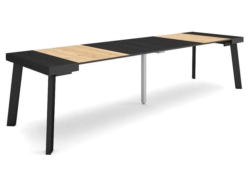 mesa_consola_extensivel_300_para_14_pssoas_ps_de_madeira_preto_e_carvahlo_1.webp Consola*Skraut Home Mesa Consola Extensivel, 300, Para 14 Péssoas, Pés De Madeira, Preto E Carvahlo