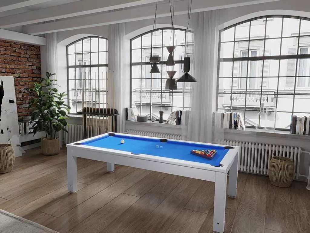 Mesa De Jantar*Vente-unique Mesa Convertivel - Mesa De Bilhar Snooker - Altura Ajustavel - 207*114*79 Cm