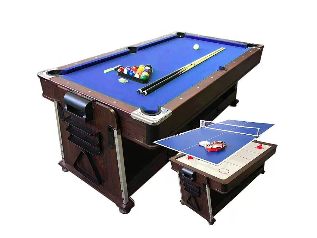 Jogo De Interior*ELITESHOPPING Mesa De Bilhar 7 Pés Multijogo Azul Air Hockey + Ping Pong - Stark