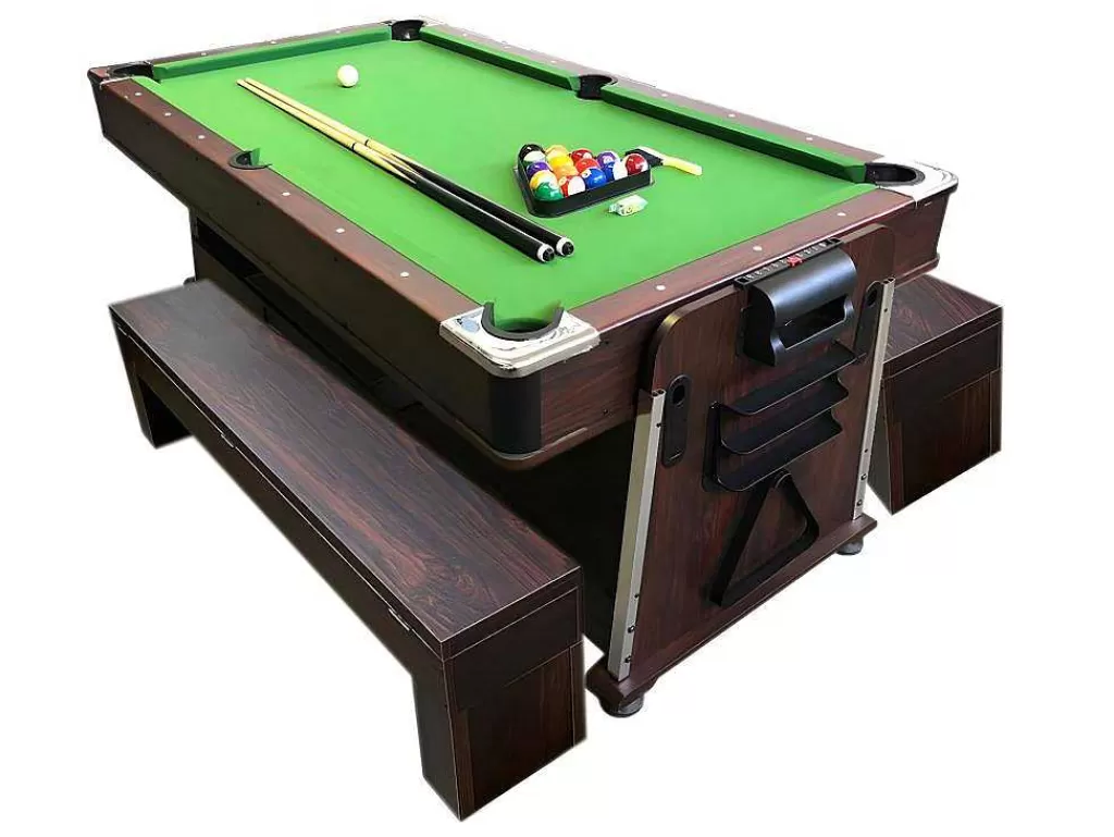 Jogo De Interior*ELITESHOPPING Mesa De Bilhar 7 Pés Multijogo Verde Air Hockey + Ping Pong - Stark Com Bancos