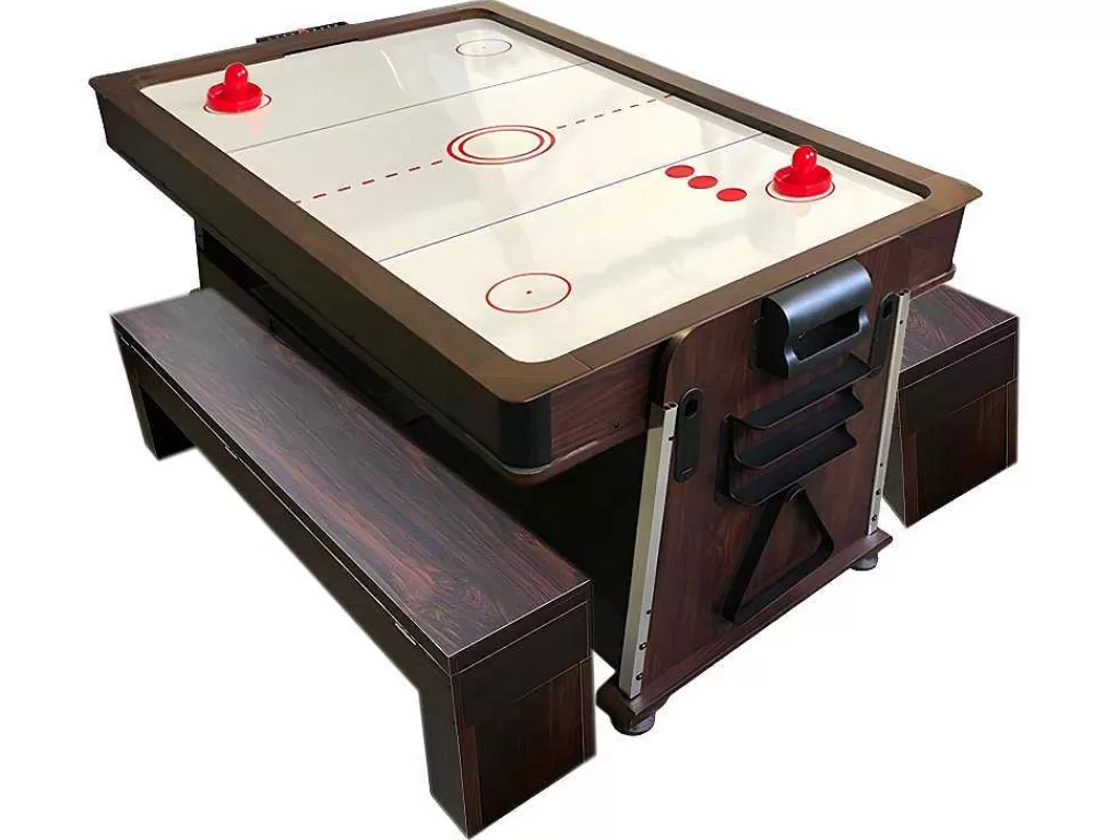 Jogo De Interior*ELITESHOPPING Mesa De Bilhar 7 Pés Multijogo Verde Air Hockey + Ping Pong - Stark Com Bancos
