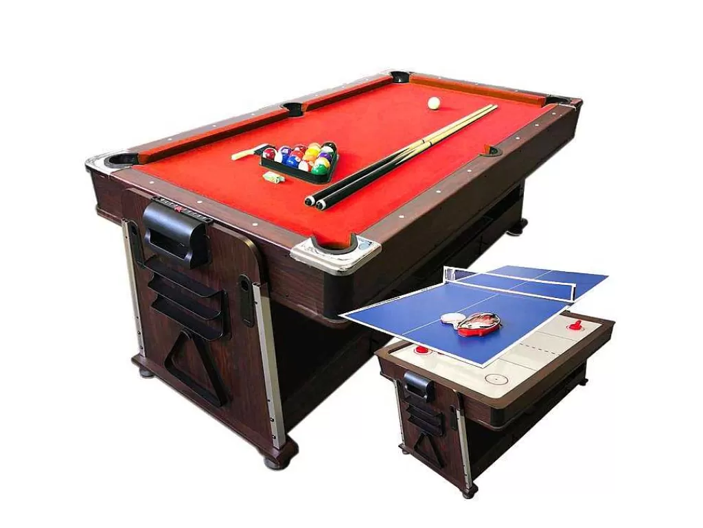 Jogo De Interior*ELITESHOPPING Mesa De Bilhar 7 Pés Multijogo Vermelho Air Hockey + Ping Pong - Stark