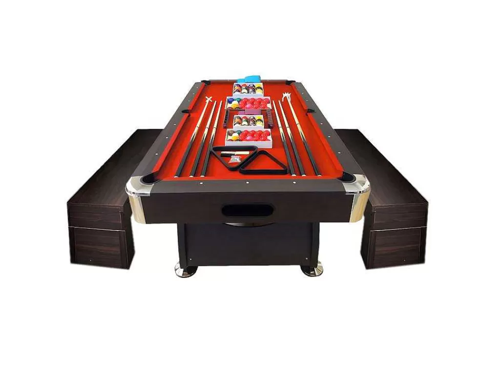 Jogo De Interior*ELITESHOPPING Mesa De Bilhar De 8 Pés Com Banco De Armazenamento Viper Red