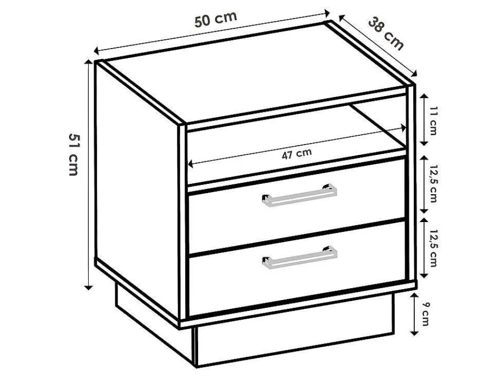 Mesa De Cabeceira*Vente-unique Mesa De Cabeceira 2 Gavetas E 1 Nicho Cor Natural E Antracite - Leandre
