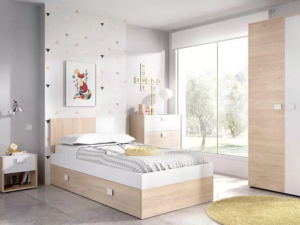 Móvel Para Quarto De Crianças*Vente-unique Mesa De Cabeceira Com 1 Gaveta E 1 Nicho Disponivel Em Carvalho E Branco - Sonia