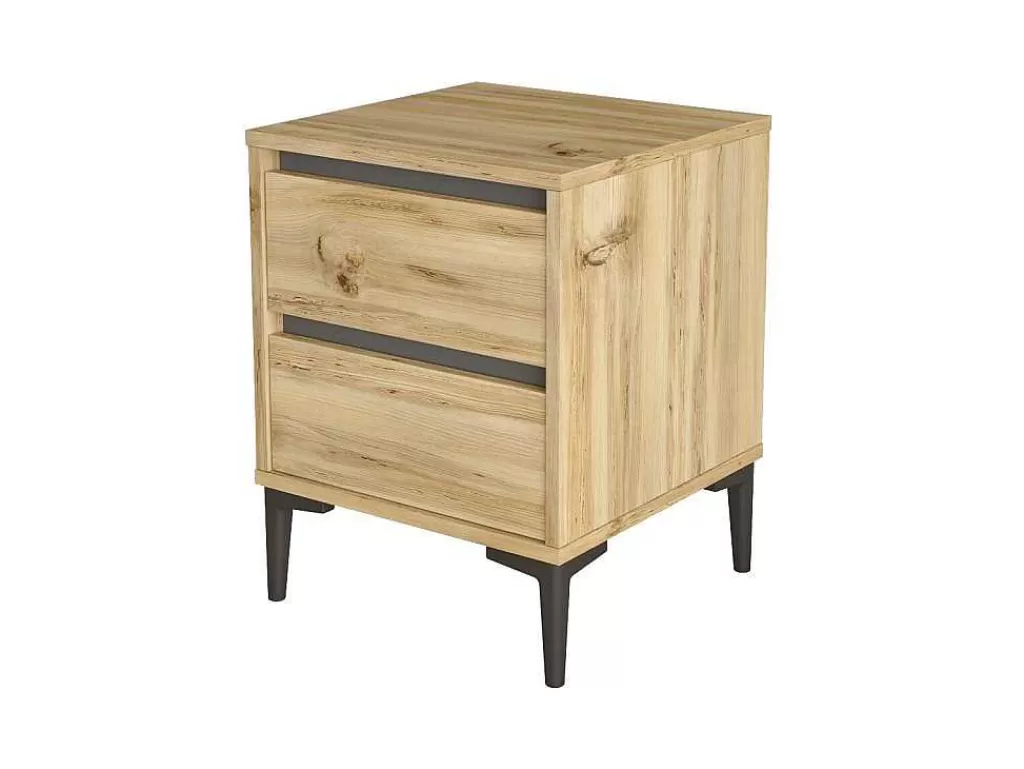 Mesa De Cabeceira*Venprodin Mesa De Cabeceira Com 2 Gavetas - - Feltro 45 Cm - Antracite