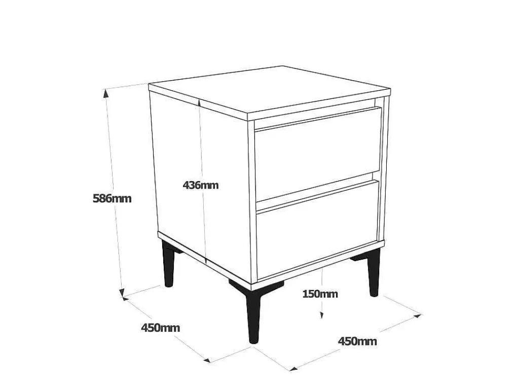 Mesa De Cabeceira*Venprodin Mesa De Cabeceira Com 2 Gavetas - - Feltro 45 Cm - Antracite