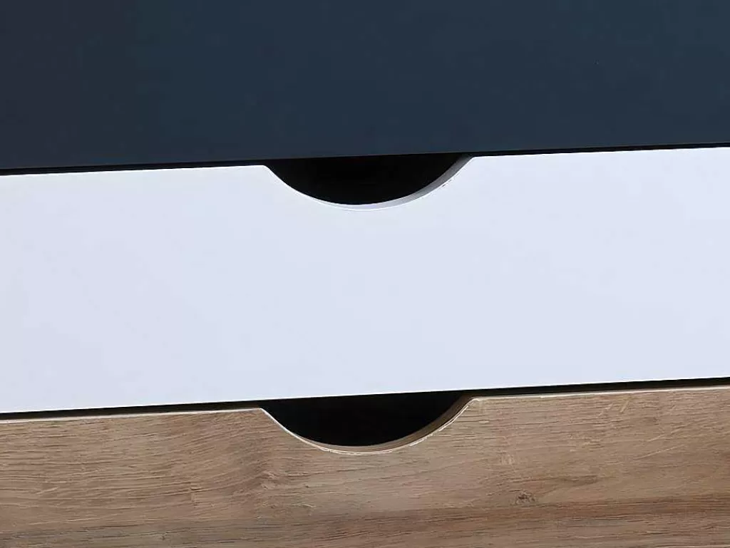Móvel Para Quarto De Crianças*Vente-unique Mesa De Cabeceira Com 3 Gavetas Cores Natural, Branco E Azul-Marinho - Lurvia