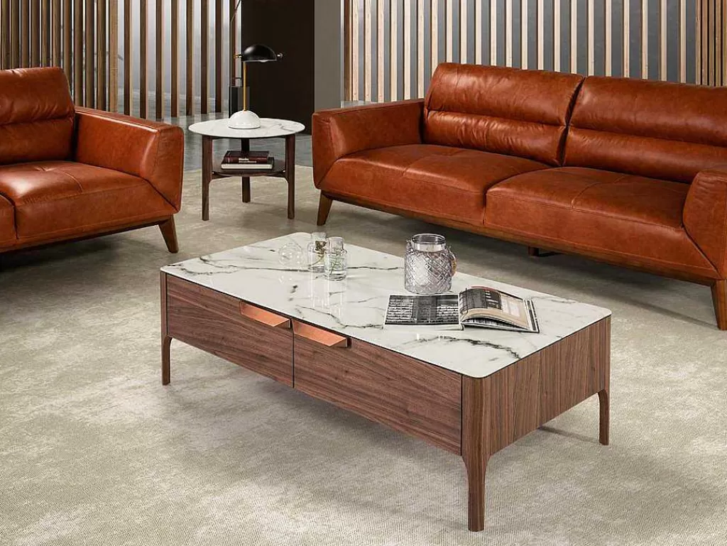 Mesa De Apoio*Angel Cerda Mesa De Canto Com Estrutura De Madeira Folheada A Nogueira 2047