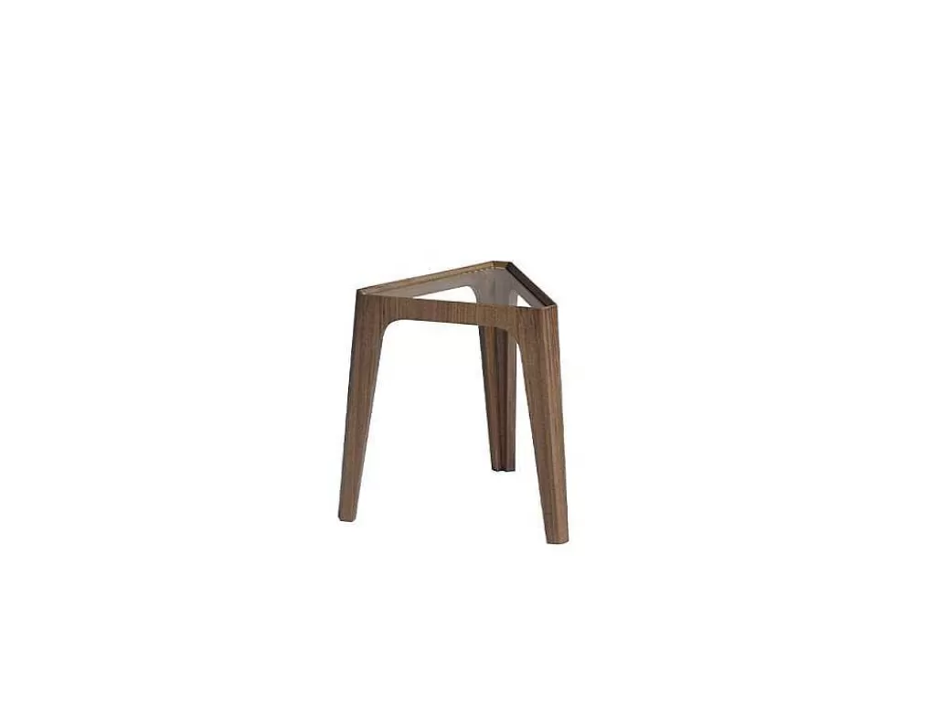 Mesa De Apoio*Angel Cerda Mesa De Canto Triangular Em Vidro E Madeira De Nogueira 2107