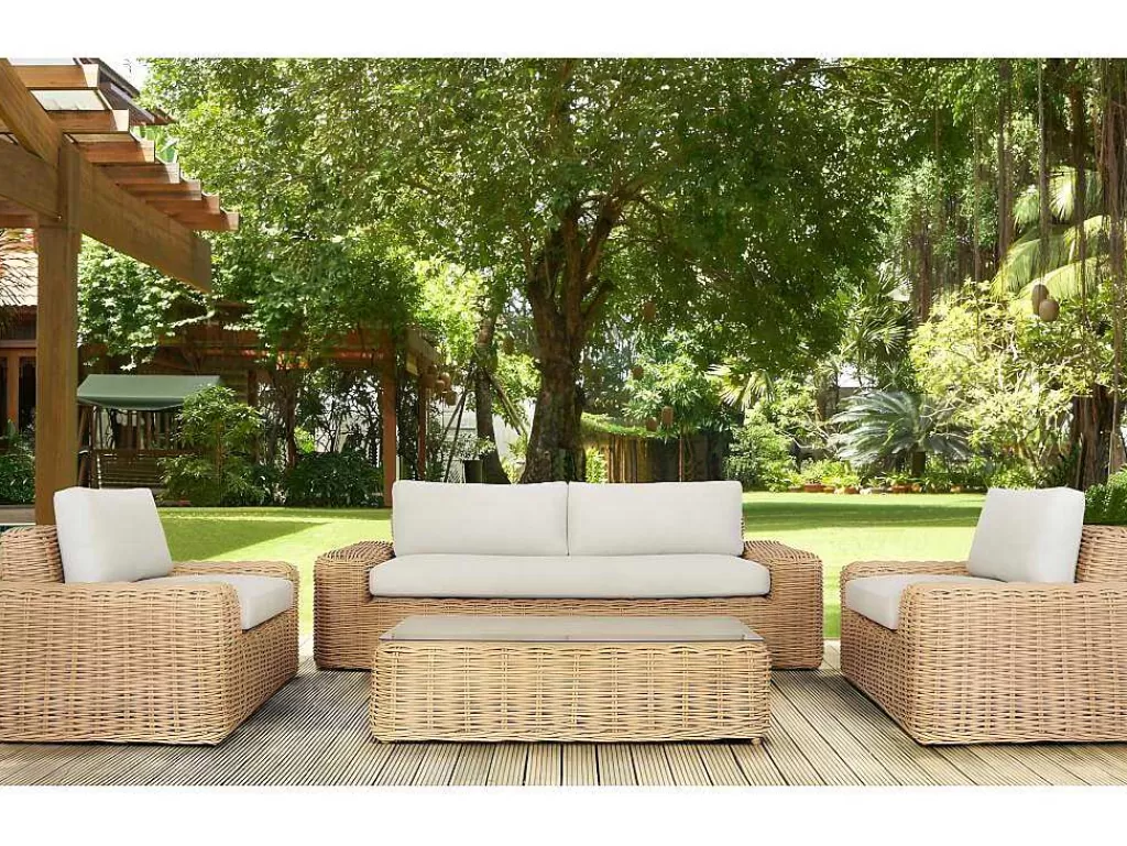 Conjunto Relax De Jardim*MYLIA Mesa De Centro De Jardim Em Resina Entrelacada - Obidos