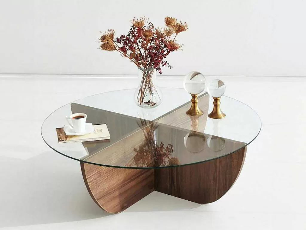 Mesa De Centro*Vente-unique Mesa De Centro Em Vidro Temperado Natural E Transparente - Aysun