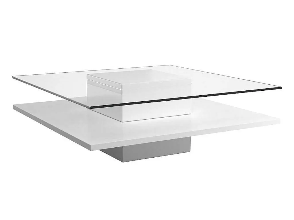 Mesa De Centro*Vente-unique Mesa De Centro Isania - Vidro Temperado & Mdf Branco