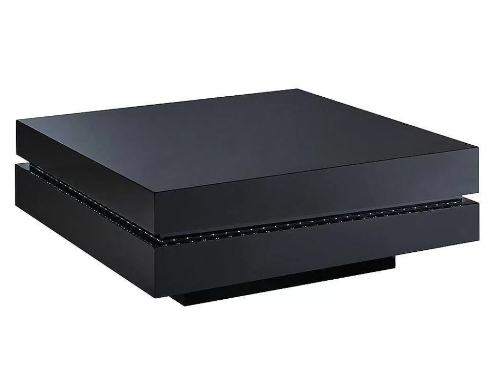 Mesa De Centro*Vente-unique Mesa De Centro Lyess - Mdf Lacado Preto - Leds