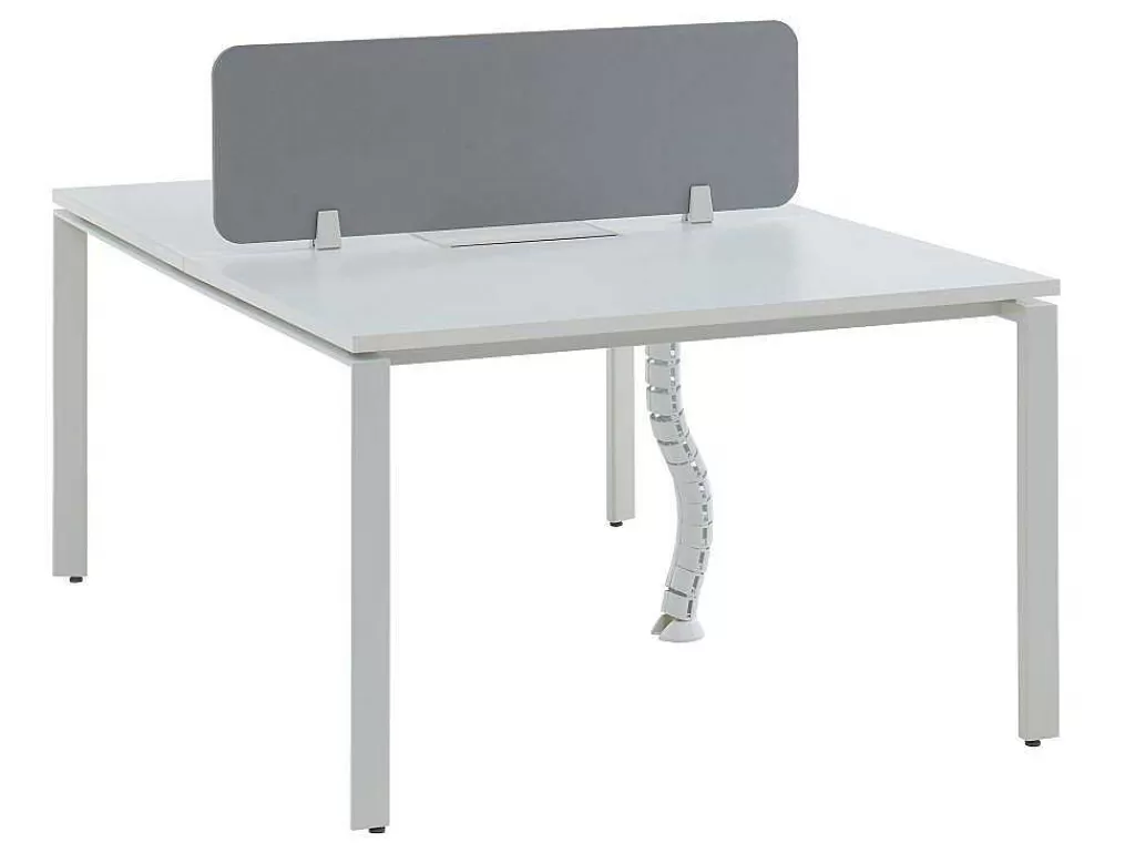 Mobiliário De Escritório*Workēa Mesa De Escritório 2 Péssoas Branco C120 Cm, Com Separador - Downtown
