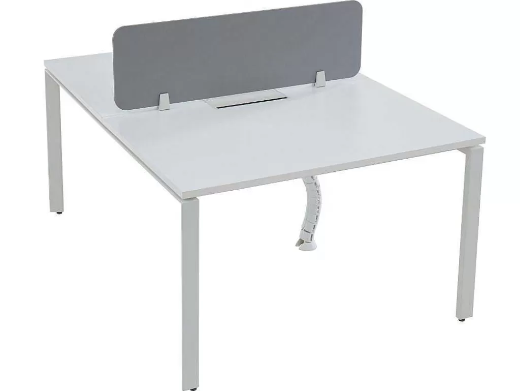 Mobiliário De Escritório*Workēa Mesa De Escritório 2 Péssoas Branco C120 Cm, Com Separador - Downtown