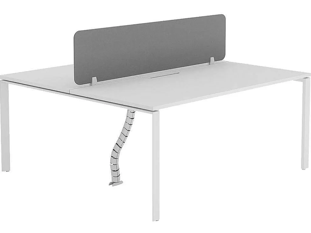 Mobiliário De Escritório*Workēa Mesa De Escritório 2 Péssoas Branco C160 Cm, Com Separador - Downtown