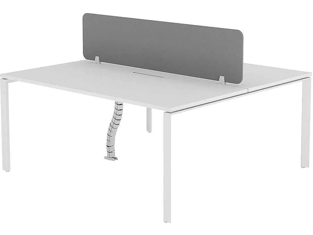 Mobiliário De Escritório*Workēa Mesa De Escritório 2 Péssoas Branco C160 Cm, Com Separador - Downtown