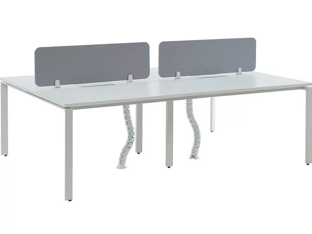 Secretária*Workēa Mesa De Escritório 4 Péssoas Branco C120 Cm, Com Separador - Downtown