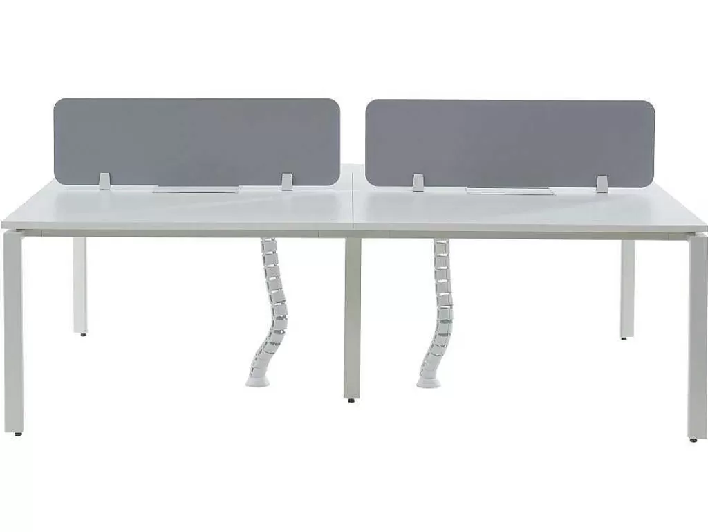 Secretária*Workēa Mesa De Escritório 4 Péssoas Branco C120 Cm, Com Separador - Downtown