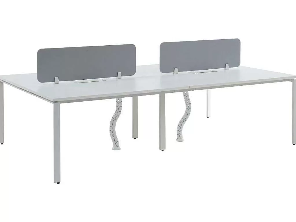 Mobiliário De Escritório*Workēa Mesa De Escritório 4 Péssoas Branco C140 Cm, Com Separador - Downtown