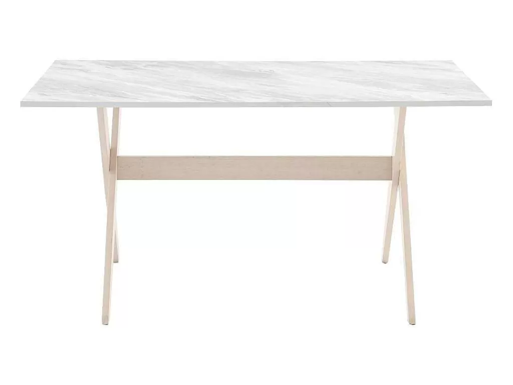 Promoções Sala*Vente-unique Mesa De Jantar 6 Lugares Em Mdf E Faia Branco E Natural Claro - Serani