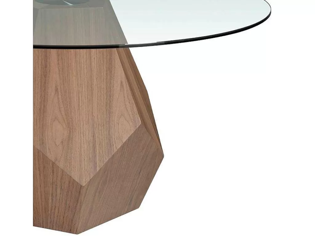 Mesa De Jantar*Angel Cerda Mesa De Jantar Em Madeira De Nogueira E Vidro 1093