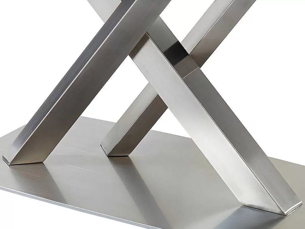 Mesa De Jantar*Vente-unique Mesa De Jantar Extensivel 6 A 8 Lugares Em Ceramica E Metal Efeito Marmore Preto - Thylia