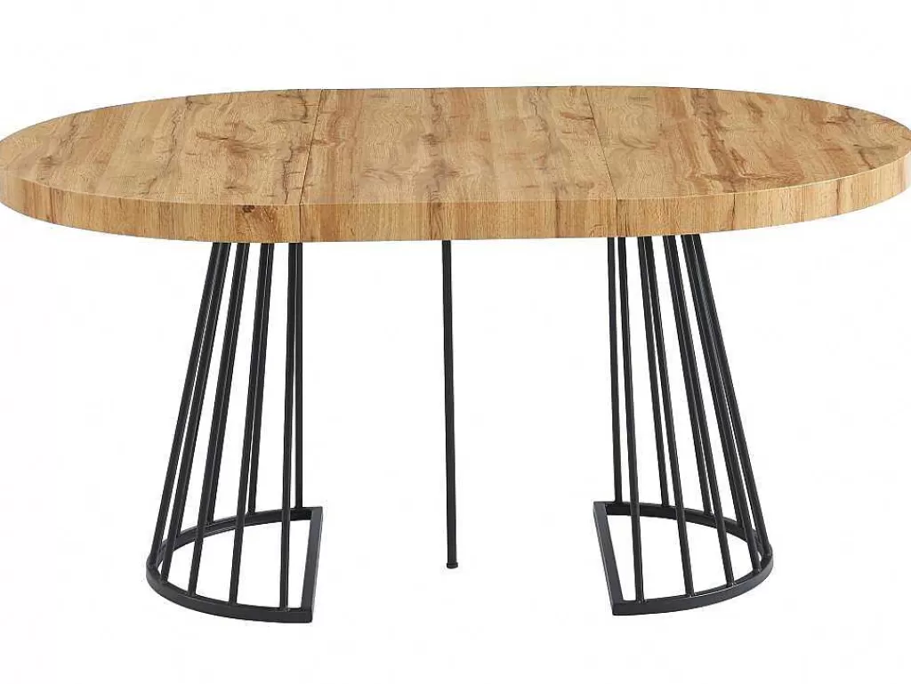 Mesa De Jantar*Vente-unique Mesa De Jantar Extensivel De 2 A 12 Lugares Em Mdf E Aco Natural E Preto - Firela