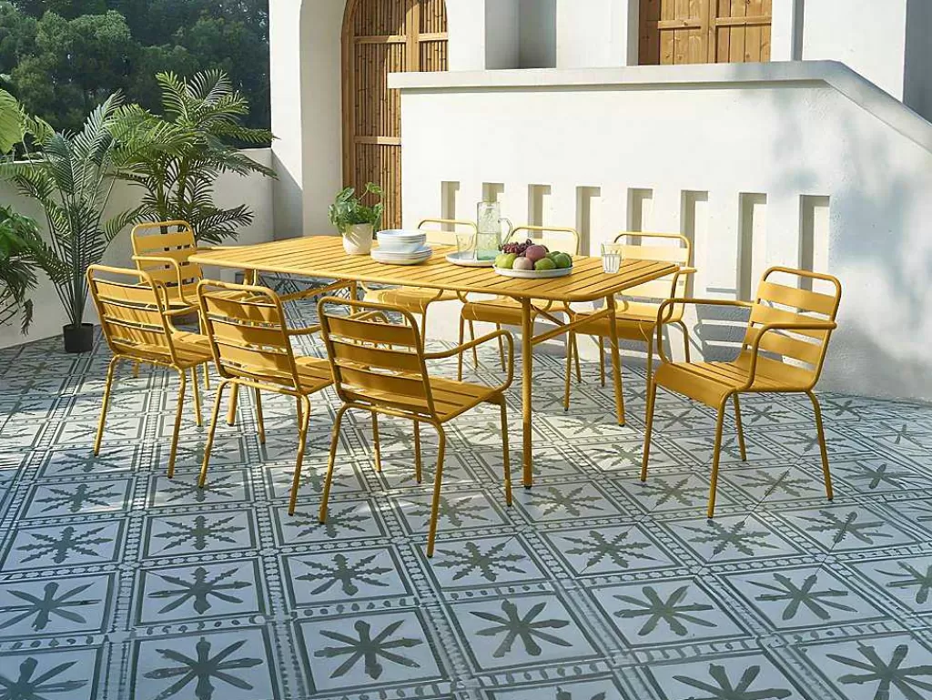 Conjunto Mesa E Cadeiras De Jardim*MYLIA Mesa De Jardim C160 Cm Metal Amarelo Mostarda - Mirmande De