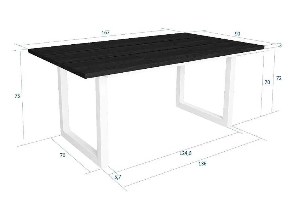 Mesa De Jantar*Skraut Home Mesa De Sala De Jantar, 8 Péssoas, 170, Robusto E Estavel Gracas A Sua Estrutura E Pernas Solidas, Preto, Estilo Industrial