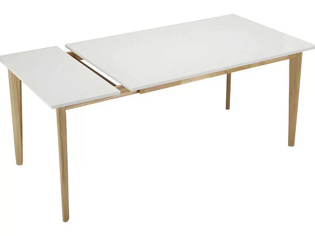 Promoções Sala*Vente-unique Mesa Para Refeicoes Extensivel Carine - 6 Ate 8 Lugares - Arvore Da Borracha Macica E Mdf - Branco