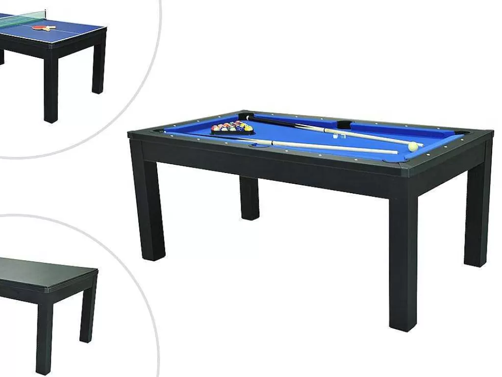 Mesa De Jantar*Vente-unique Mesa Transformavel De Bilhar E Ping-Pong Cor Preta De C182 X L102 X A80 Cm - Sousa