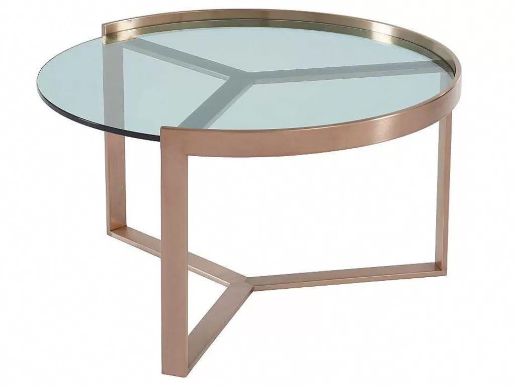 Mesa De Centro*Vente-unique Mesas De Centro De Encaixar Em Vidro Temperado E Aco Inoxidavel Transparente E Acobreado - Baseri