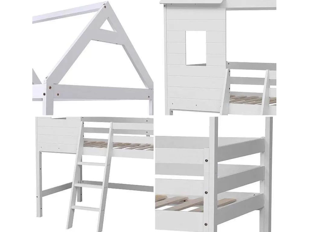 Cama De Criança*Happy Garden Mezzanine Cama Para Crianças 190X90Cm Margot Branco