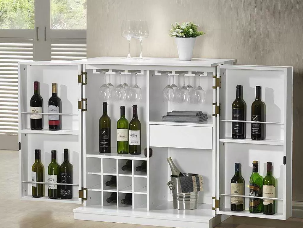 Móvel De Bar*Vente-unique Móvel Bar Gordon - Seringueira E Mdf - Cor Branco