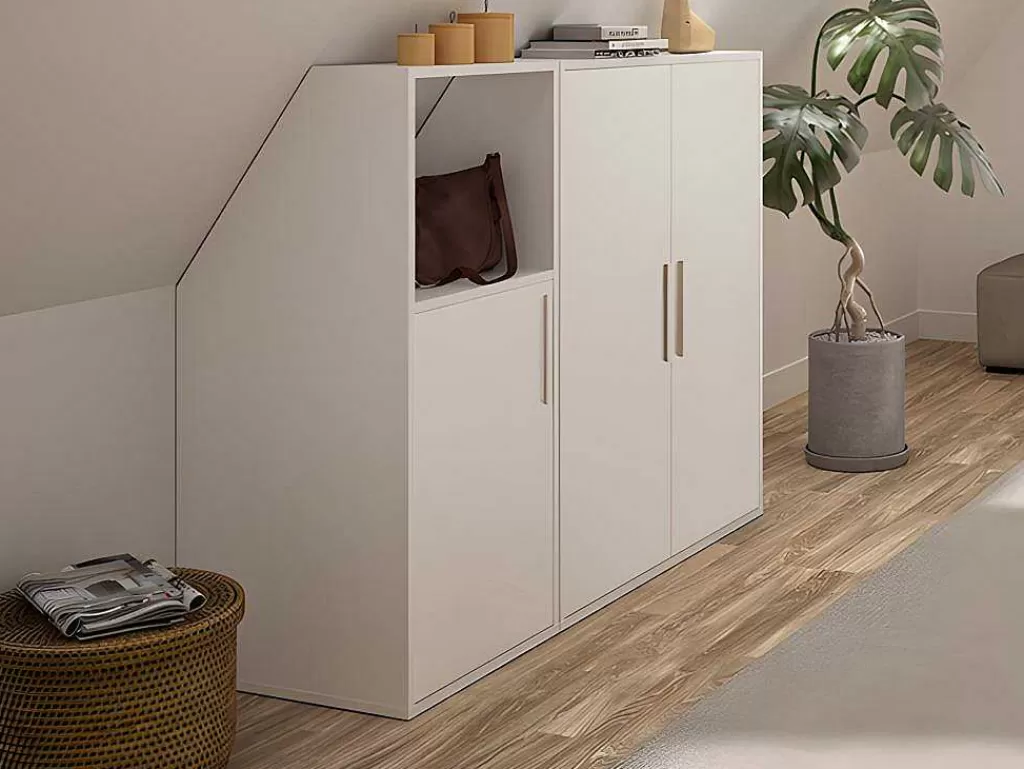 Arrumação E Acessórios De Quarto*Vente-unique Móvel Com Inclinacao 3 Portas E 1 Prateleira Branco - Adezio