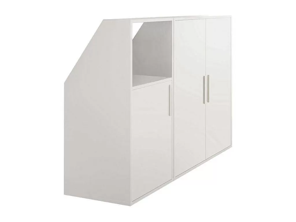 Arrumação E Acessórios De Quarto*Vente-unique Móvel Com Inclinacao 3 Portas E 1 Prateleira Branco - Adezio