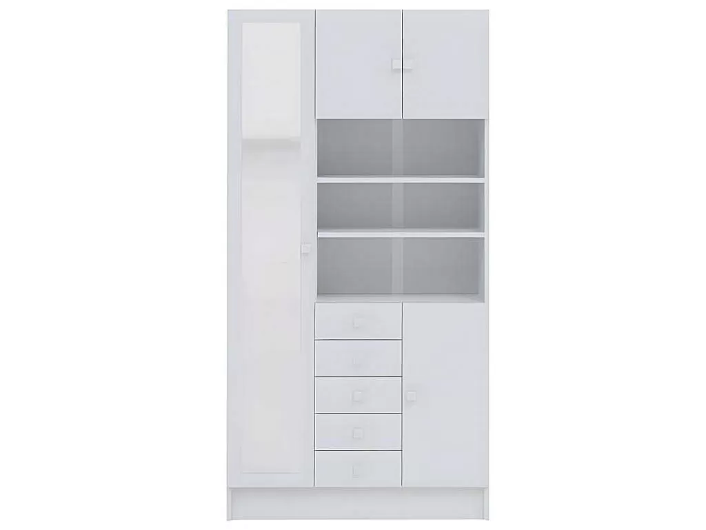 Coluna De Casa De Banho*Vente-unique Móvel Com Varios Espacos De Arrumação E Com Espelho Cor Branco - Muliran